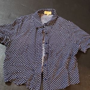 White polka dot blue crop